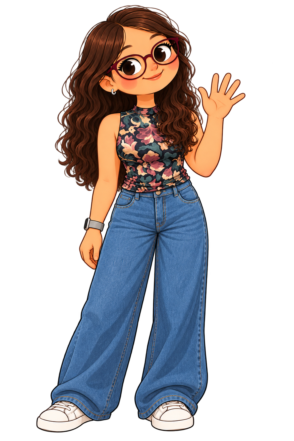 Eduarda Miranda acenando